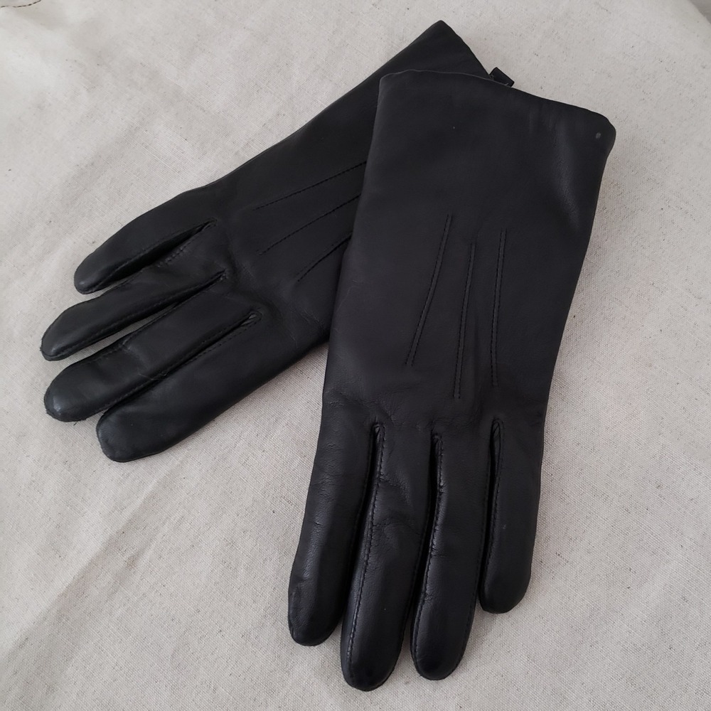 Wilsons Leather Pelle Studio Women Gloves Size M Rabbit Fur Lined Luxury Classic